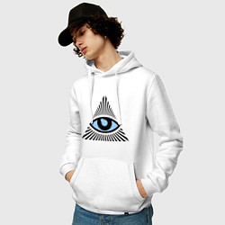 Толстовка-худи хлопковая мужская Всевидящее око (глаз в треугольнике), цвет: белый — фото 2