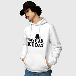 Толстовка-худи хлопковая мужская Have an ice day, цвет: белый — фото 2
