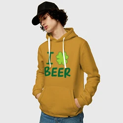 Толстовка-худи хлопковая мужская Love beer, цвет: горчичный — фото 2