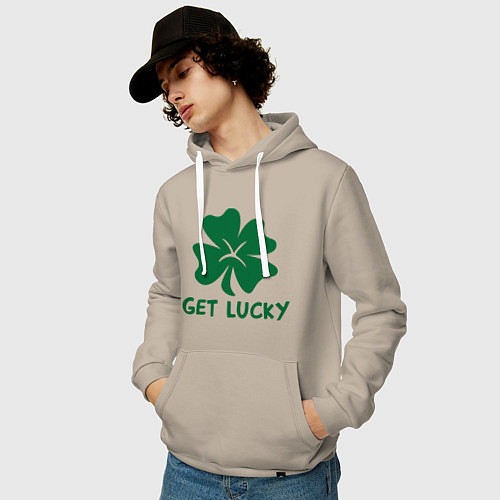 Мужская толстовка-худи Get lucky / Миндальный – фото 3