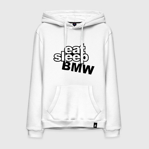 Мужская толстовка-худи Eat Sleep BMW / Белый – фото 1