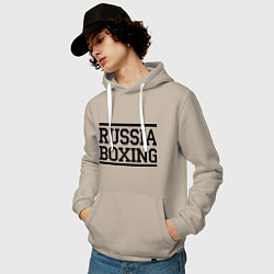 Толстовка-худи хлопковая мужская Russia boxing, цвет: миндальный — фото 2