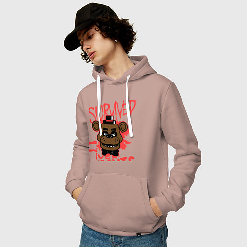 Мужская толстовка-худи I Survived Five Night / Пыльно-розовый – фото 3