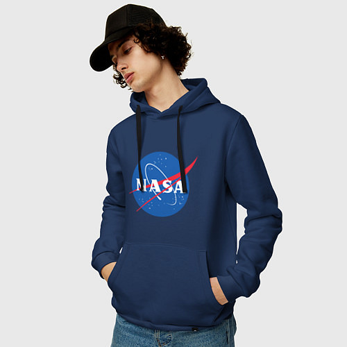Мужская толстовка-худи NASA: Logo / Тёмно-синий – фото 3