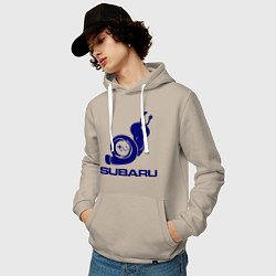 Толстовка-худи хлопковая мужская Subaru, цвет: миндальный — фото 2