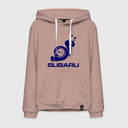 Толстовка-худи хлопковая мужская Subaru, цвет: пыльно-розовый