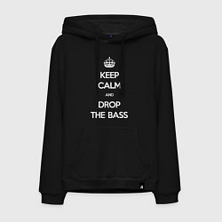 Толстовка-худи хлопковая мужская Keep Calm & Drop The Bass, цвет: черный