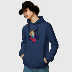 Толстовка-худи хлопковая мужская Messi Art, цвет: тёмно-синий — фото 2