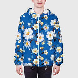 Куртка с капюшоном мужская Цветы ретро 5, цвет: 3D-белый — фото 2