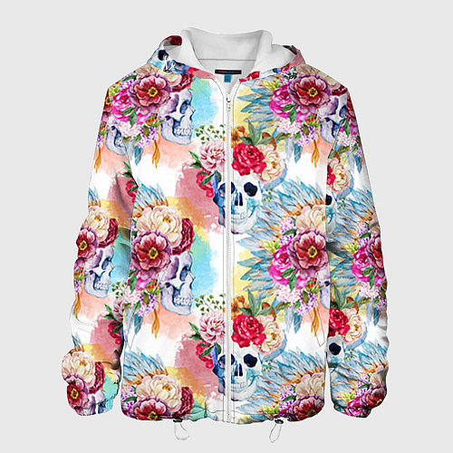 Мужская куртка Цветы и бабочки 5 / 3D-Белый – фото 1