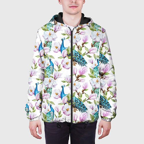 Мужская куртка Цветы и бабочки 6 / 3D-Черный – фото 3