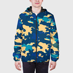 Куртка с капюшоном мужская Камуфляж: голубой/желтый, цвет: 3D-черный — фото 2