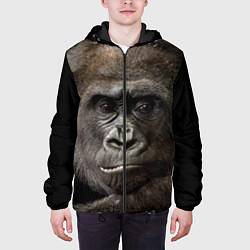Куртка с капюшоном мужская Глаза гориллы, цвет: 3D-черный — фото 2