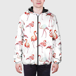 Куртка с капюшоном мужская Действия фламинго, цвет: 3D-черный — фото 2