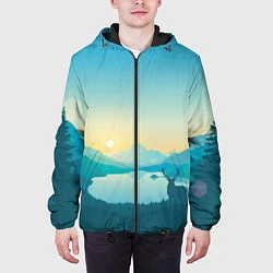 Куртка с капюшоном мужская Олень у озера, цвет: 3D-черный — фото 2