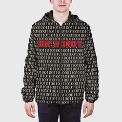 Куртка с капюшоном мужская Mr. Robot: Binary code, цвет: 3D-черный — фото 2