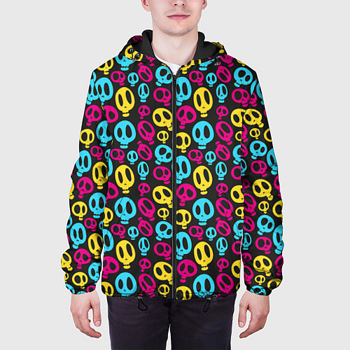 Мужская куртка Цветные черепушки / 3D-Черный – фото 3