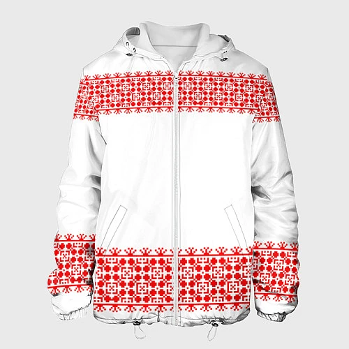 Мужская куртка Славянский орнамент (на белом) / 3D-Белый – фото 1