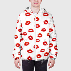 Куртка с капюшоном мужская Поцелуйчики, цвет: 3D-белый — фото 2