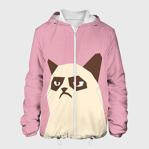 Мужская куртка Grumpy cat pink / 3D-Белый – фото 1