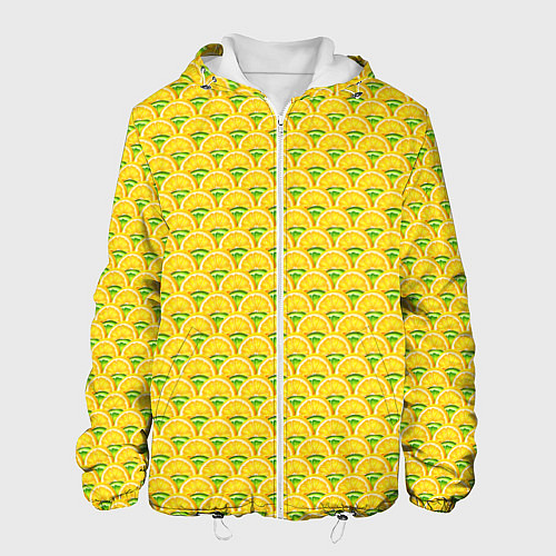 Мужская куртка Текстура лимон-лайм / 3D-Белый – фото 1
