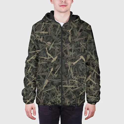 Мужская куртка Камуфляж с холодным оружием / 3D-Черный – фото 3