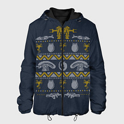 Куртка с капюшоном мужская Новогодний свитер Чужой, цвет: 3D-черный