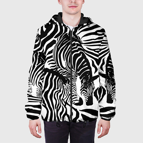 Мужская куртка Полосатая зебра / 3D-Черный – фото 3