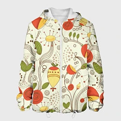 Куртка с капюшоном мужская Поляна цветов, цвет: 3D-белый