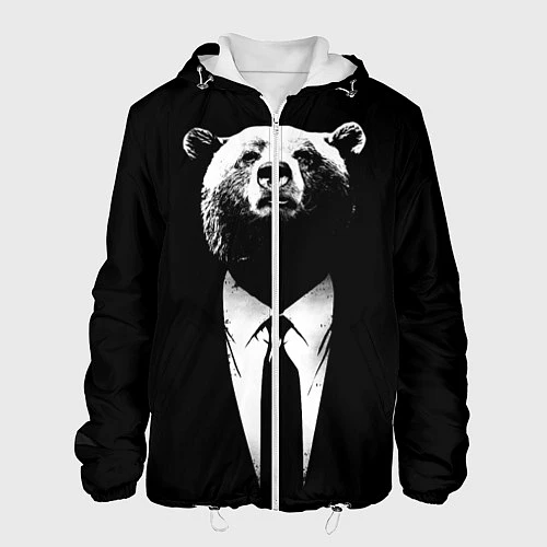 Мужская куртка Медведь бизнесмен / 3D-Белый – фото 1