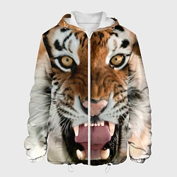 Куртка с капюшоном мужская Свирепый тигр, цвет: 3D-белый