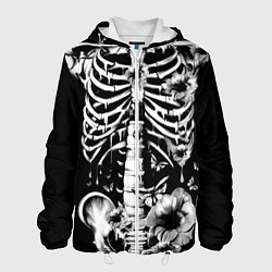 Куртка с капюшоном мужская Floral Skeleton, цвет: 3D-белый