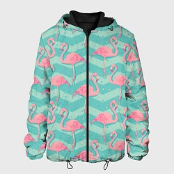 Куртка с капюшоном мужская Flamingo Pattern, цвет: 3D-черный