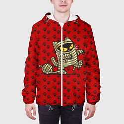 Куртка с капюшоном мужская Кот мумия, цвет: 3D-белый — фото 2