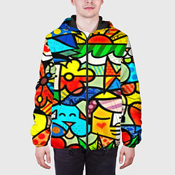Куртка с капюшоном мужская Картинка-мозаика, цвет: 3D-черный — фото 2