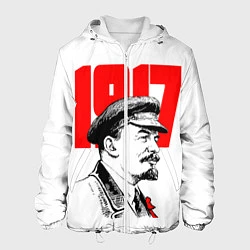 Куртка с капюшоном мужская Ленин 1917, цвет: 3D-белый