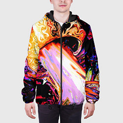Куртка с капюшоном мужская Абстракция, цвет: 3D-черный — фото 2
