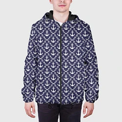 Куртка с капюшоном мужская Якоря: узор, цвет: 3D-черный — фото 2
