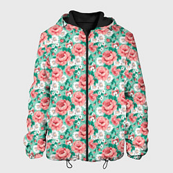 Куртка с капюшоном мужская Розы, цвет: 3D-черный