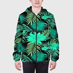 Куртка с капюшоном мужская Tropical pattern, цвет: 3D-черный — фото 2