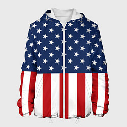 Куртка с капюшоном мужская Флаг США, цвет: 3D-белый