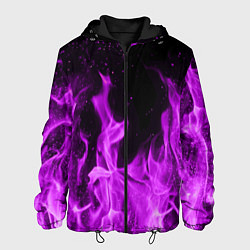 Куртка с капюшоном мужская Фиолетовый огонь, цвет: 3D-черный