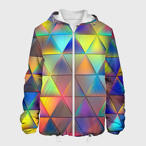 Мужская куртка Разноцветные треугольники / 3D-Белый – фото 1