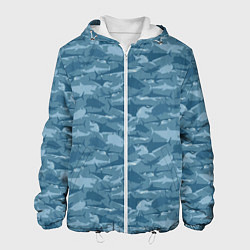 Куртка с капюшоном мужская Мир акул, цвет: 3D-белый
