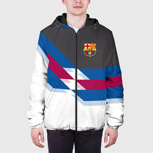 Мужская куртка Barcelona FC: White style / 3D-Черный – фото 3