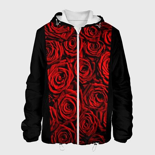 Мужская куртка Унисекс / Красные розы / 3D-Белый – фото 1