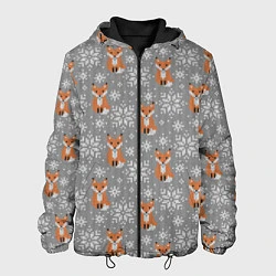 Куртка с капюшоном мужская Зимние лисицы, цвет: 3D-черный