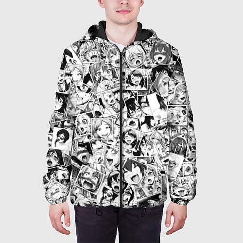 Мужская куртка Ahegao: Black & White / 3D-Черный – фото 3