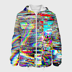 Куртка с капюшоном мужская VHS Glitch, цвет: 3D-белый