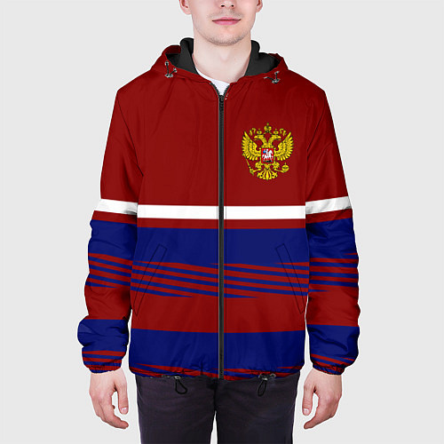 Мужская куртка Герб РФ: Красный стиль / 3D-Черный – фото 3